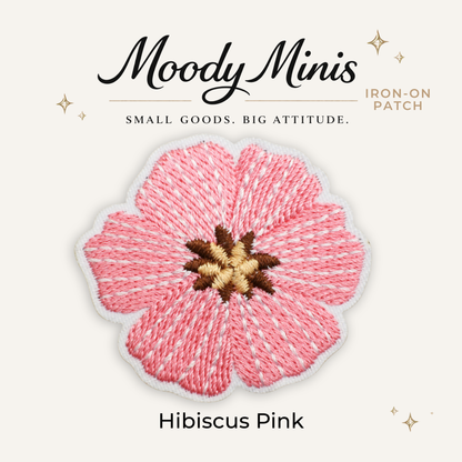 Hibiscus Pink Embroidered Patch- RTS