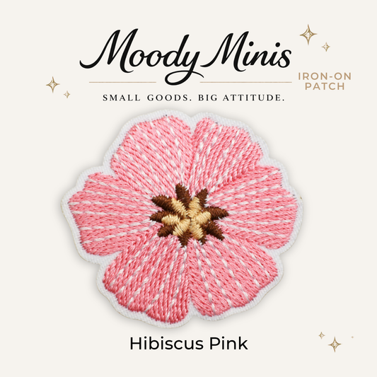 Hibiscus Pink Embroidered Patch- RTS