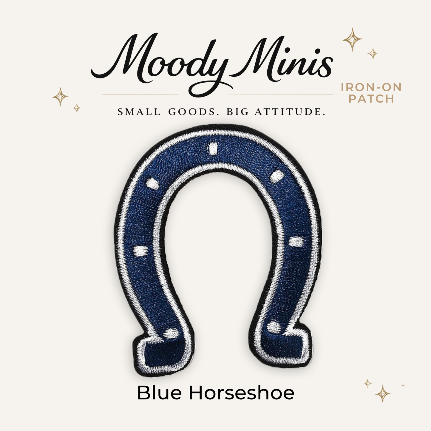 Blue Horseshoe Embroidered Patch - RTS