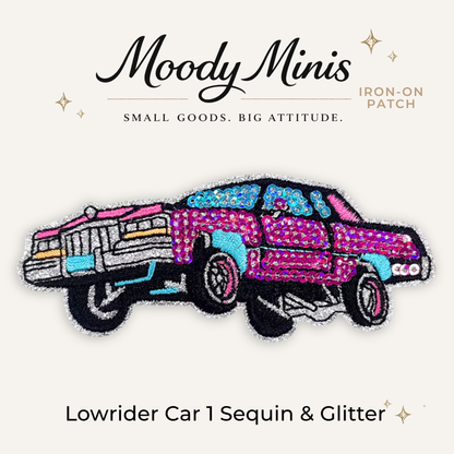 Lowrider Car 1 Sequin & Glitter Embroidered Patch