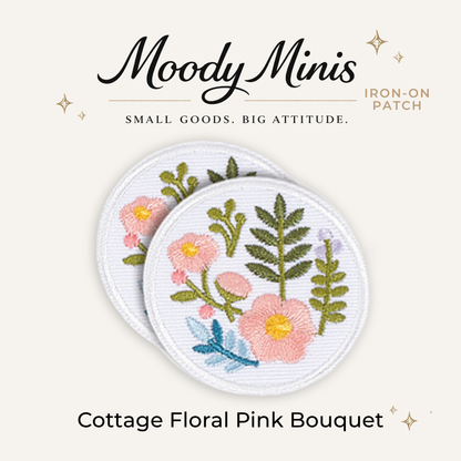 Cottage Floral Pink Bouquet Embroidered Patch