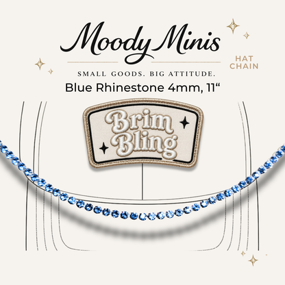 Blue Rhinestone 4mm - 11 Inch Hat Chains