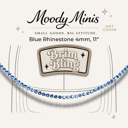 Blue Rhinestone 4mm - 11 Inch Hat Chains