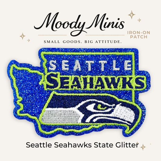 Seattle Seahawks State Glitter Embroidered Patch