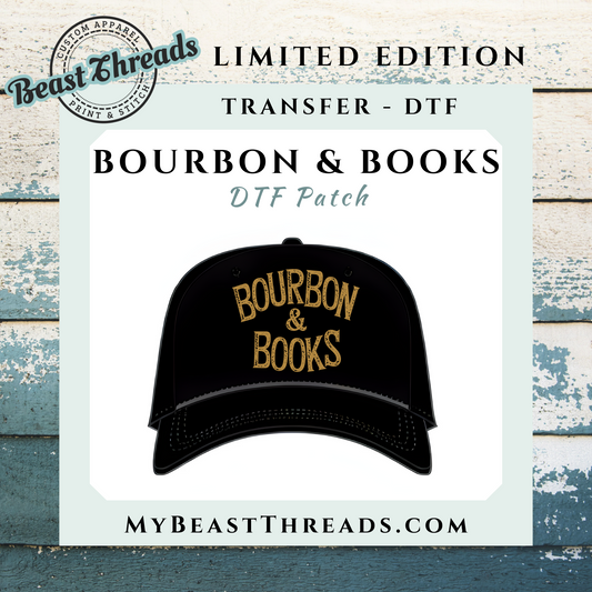 Bourbon & Books DTF Patch - RTS/MTO