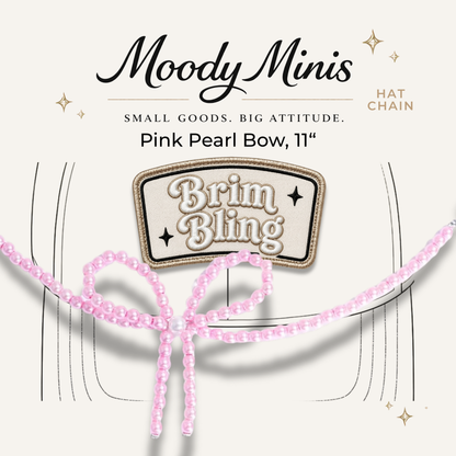 Pink Pearl Bow - 11 Inch Hat Chain