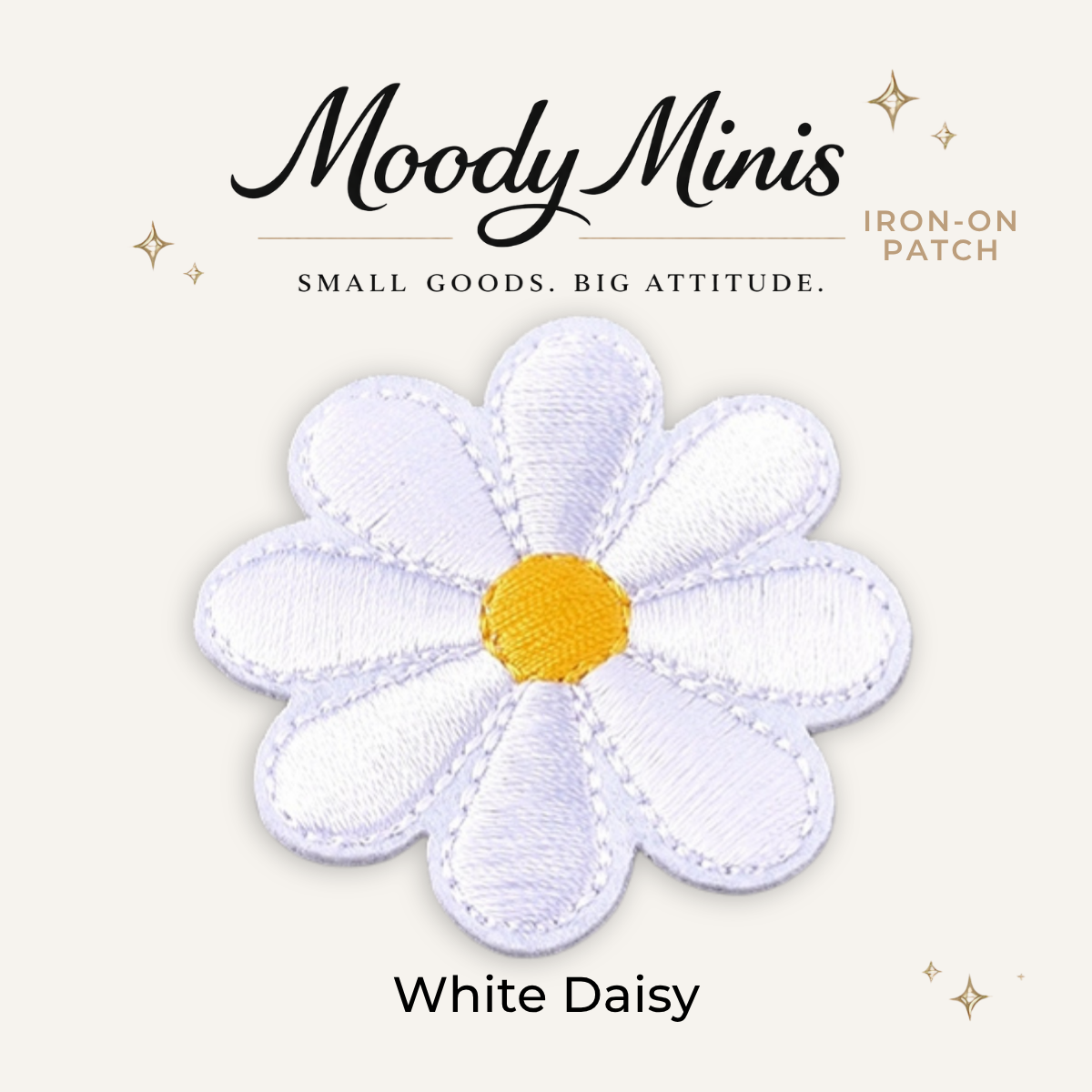 White Daisy Embroidered Patch - RTS
