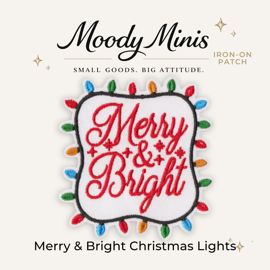 Merry & Bright Christmas Lights Embroidered Patch