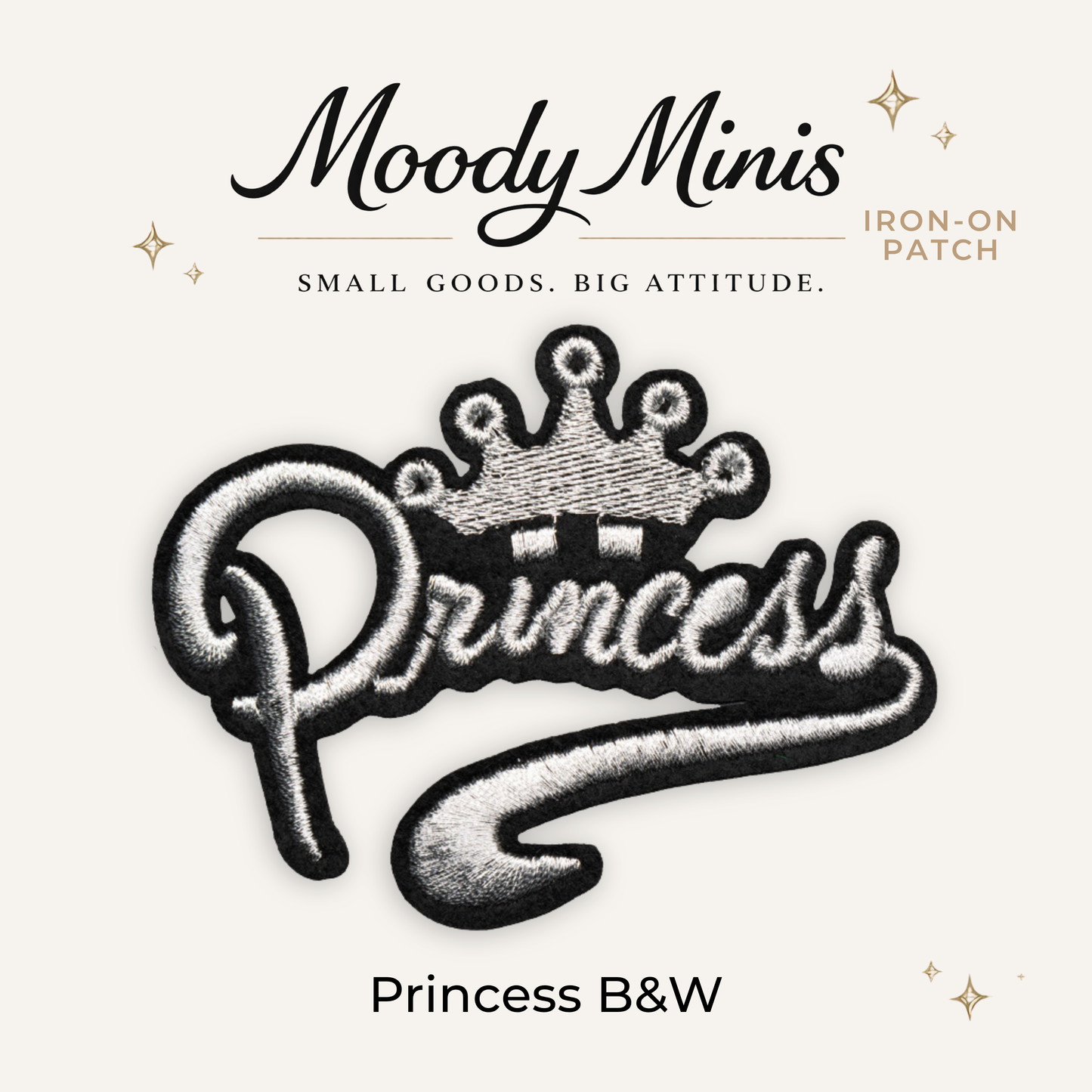 Princess B&W Embroidered Patch- RTS