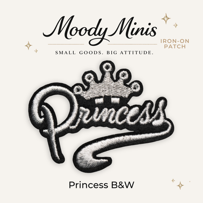 Princess B&W Embroidered Patch- RTS