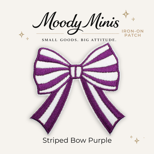 Striped Bow Purple Embroidered Patch