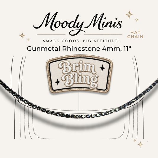 Gunmetal Rhinestone 4mm - 11 Inch Hat Chains