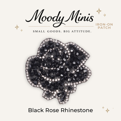 Black Rose Rhinestone Patch- RTS