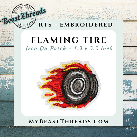 Flaming Tire Embroidered Patch- RTS