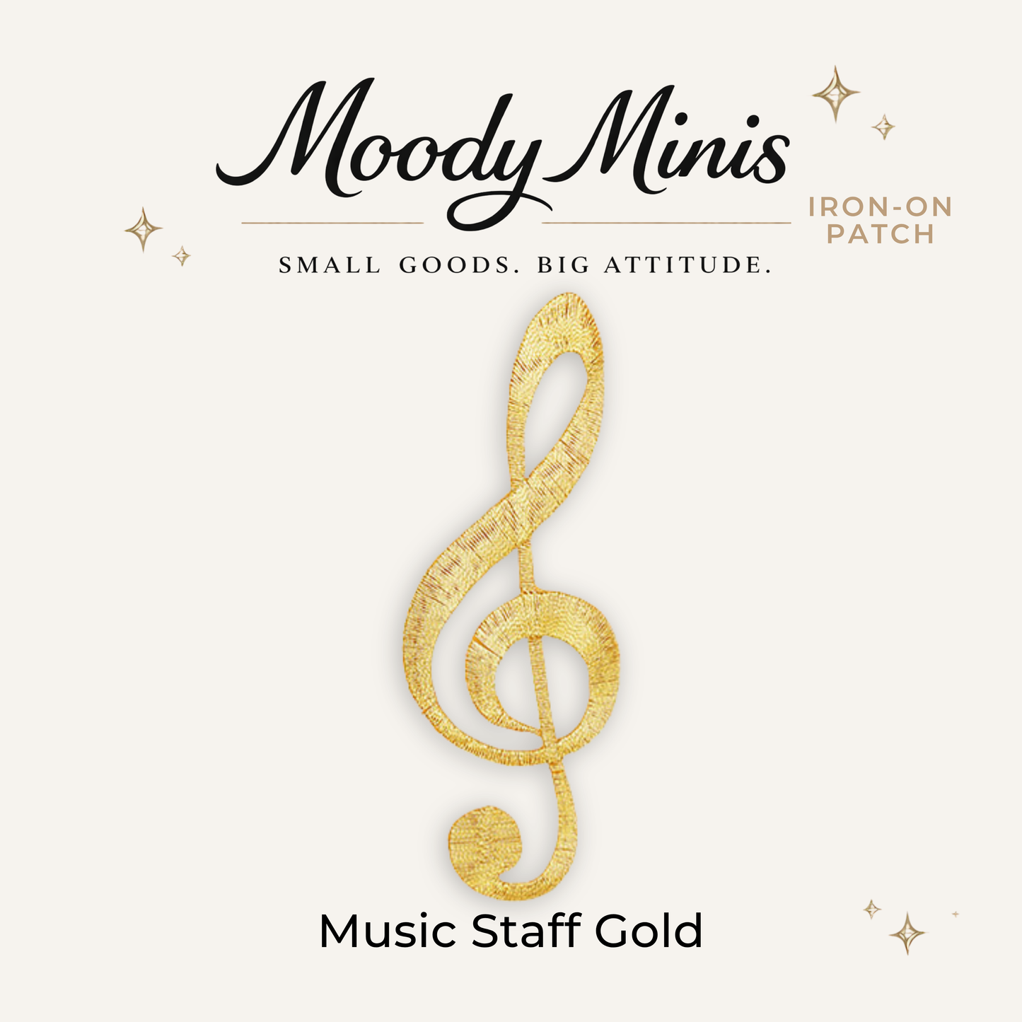 Musical Staff Gold Embroidered Patch