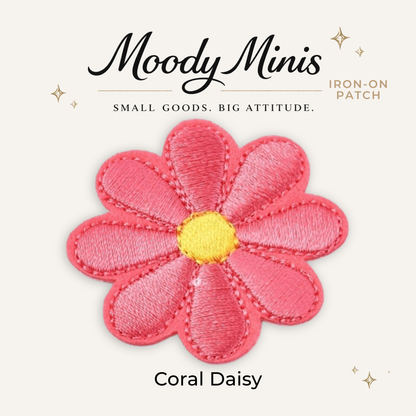 Coral Daisy Embroidered Patch - RTS