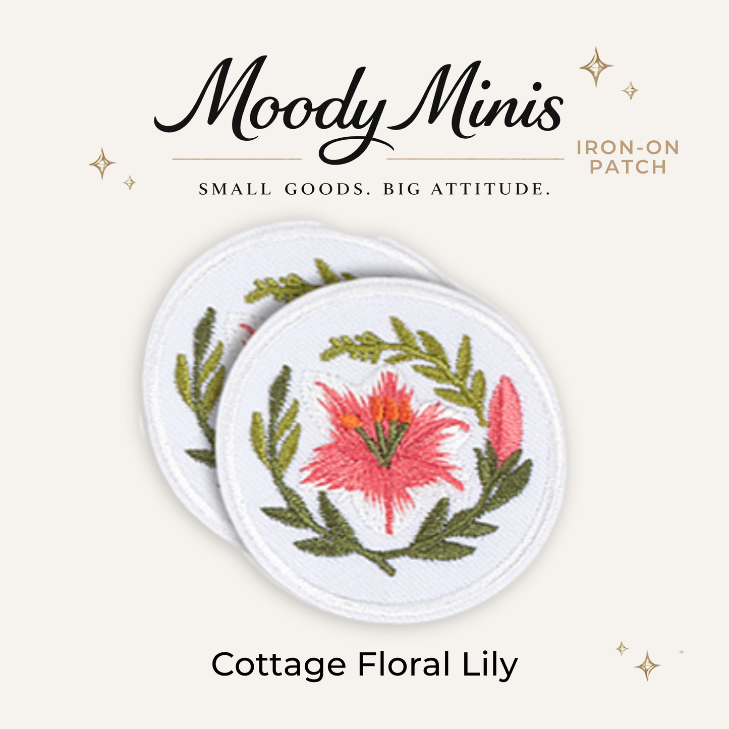Cottage Floral Lily Embroidered Patch