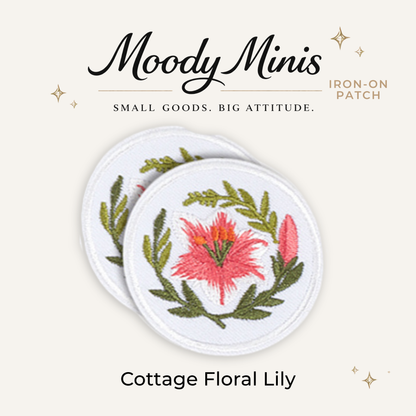 Cottage Floral Lily Embroidered Patch
