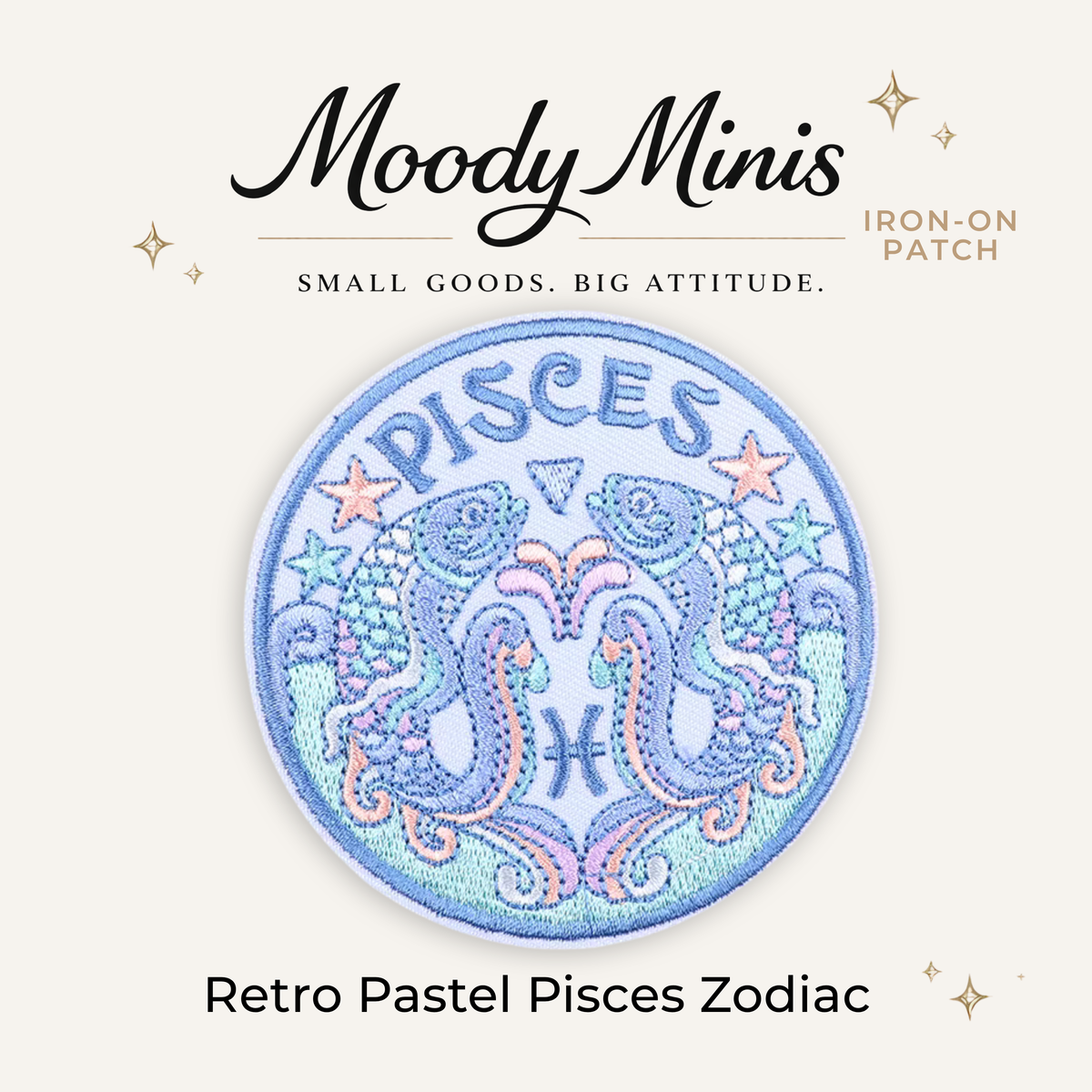 Retro Pastel Pisces Zodiac Embroidered Patch