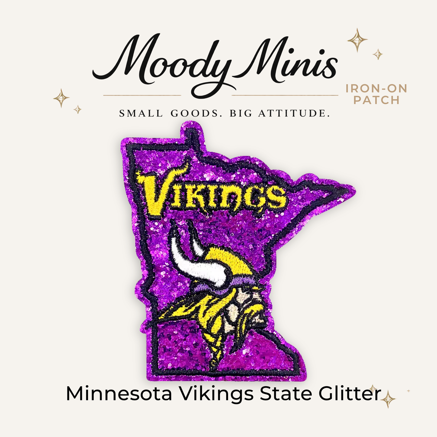 Minnesota Vikings State Glitter Embroidered Patch