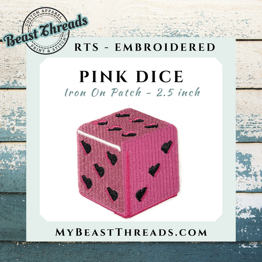 Pink Dice Embroidered Patch- RTS