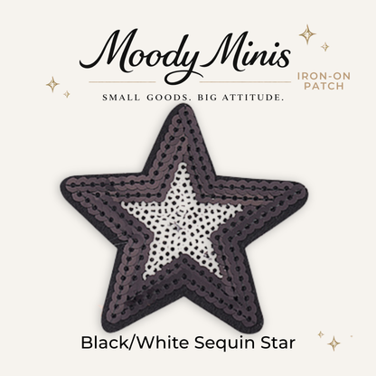 Black/White Star Sequin Patch- RTS