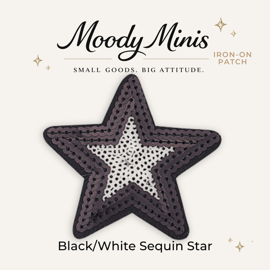 Black/White Star Sequin Patch- RTS