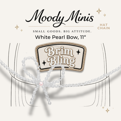 White Pearl Bow - 11 Inch Hat Chain