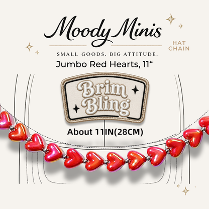 Jumbo Red Hearts - 11 Inch Hat Chain
