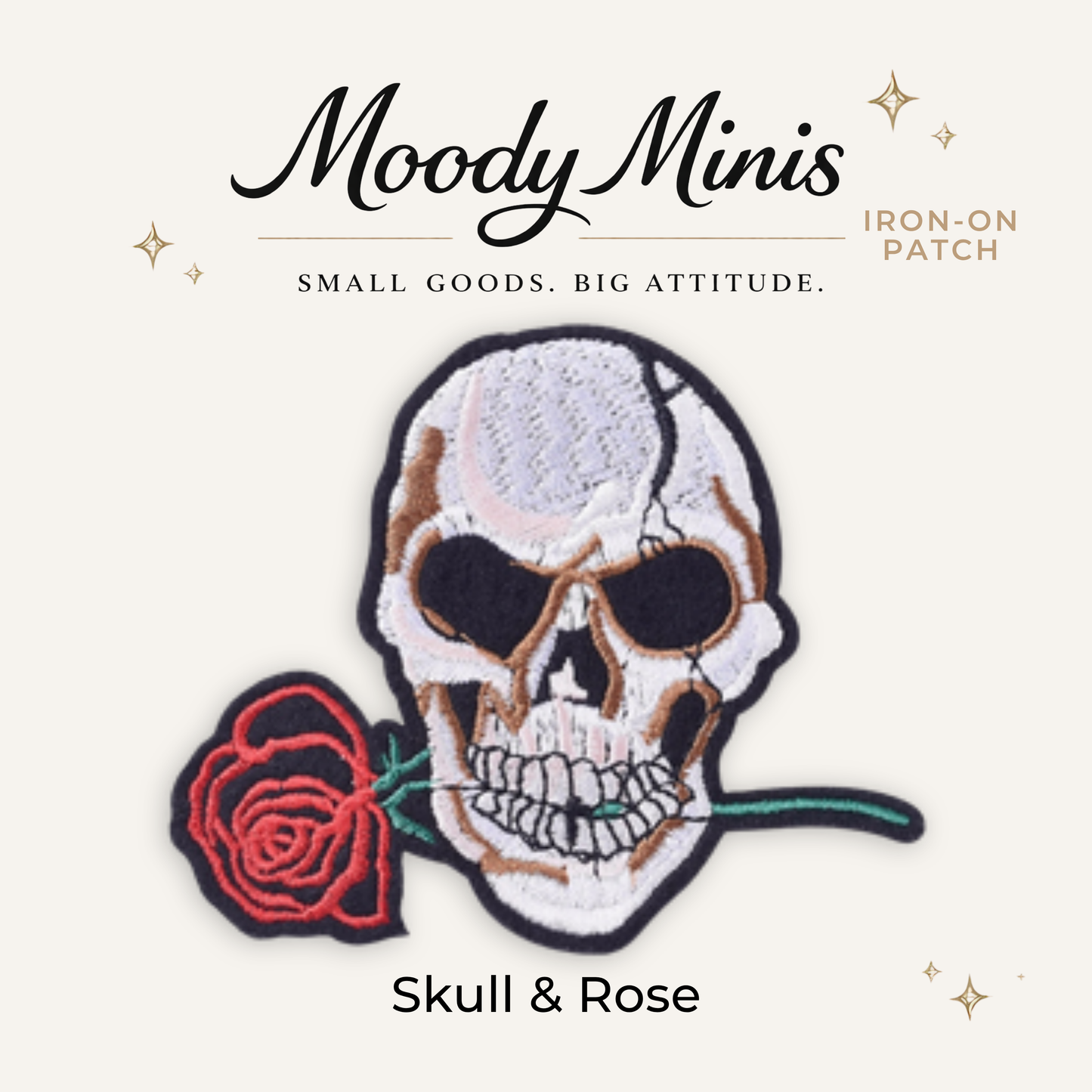 Skull & Rose Embroidered Patch - RTS