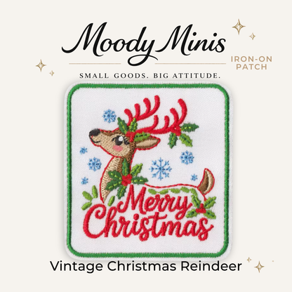 Vintage Christmas Reindeer Embroidered Patch