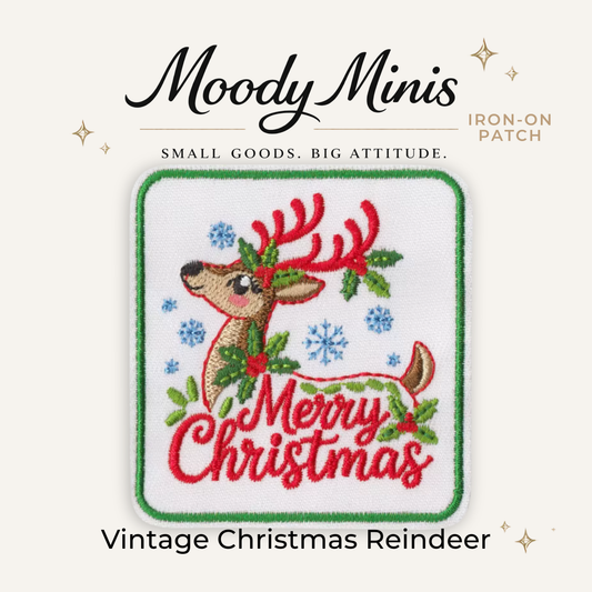 Vintage Christmas Reindeer Embroidered Patch