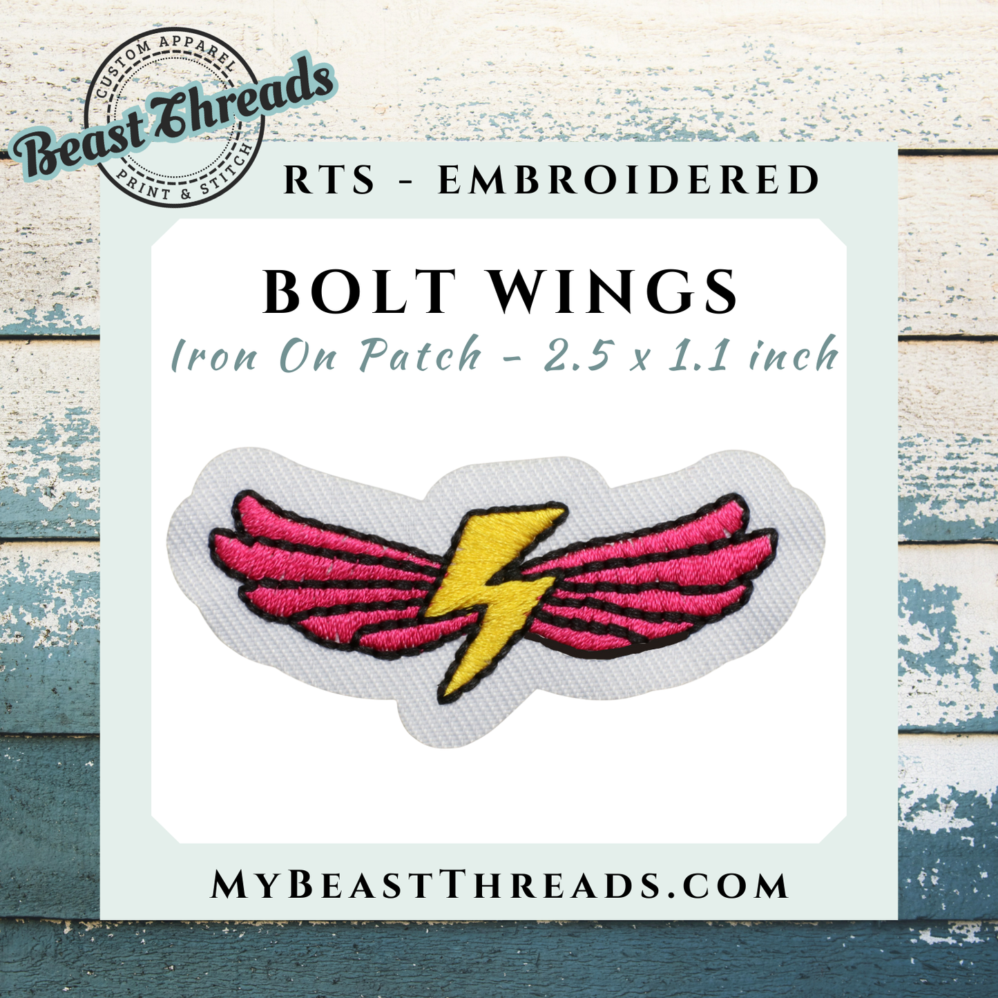 Bolt Wings Embroidered Patch- RTS