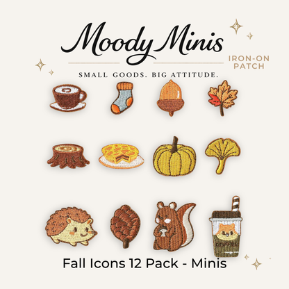 Fall Icons 12 Pack - Mini Embroidered Patch