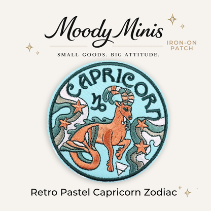Retro Pastel Capricorn Zodiac Embroidered Patch