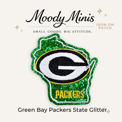 Green Bay Packers State Glitter Embroidered Patch