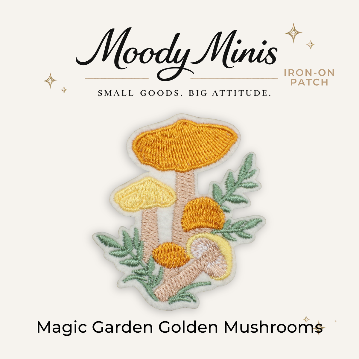 Magic Garden Golden Mushrooms Embroidered Patch