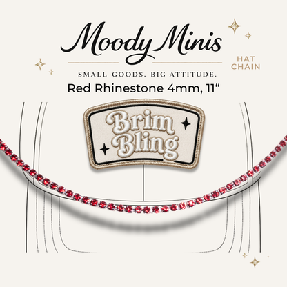 Red Rhinestone 4mm - 11 Inch Hat Chains