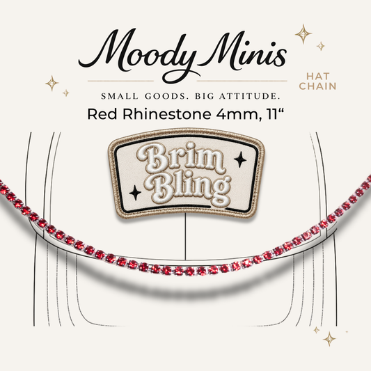 Red Rhinestone 4mm - 11 Inch Hat Chains