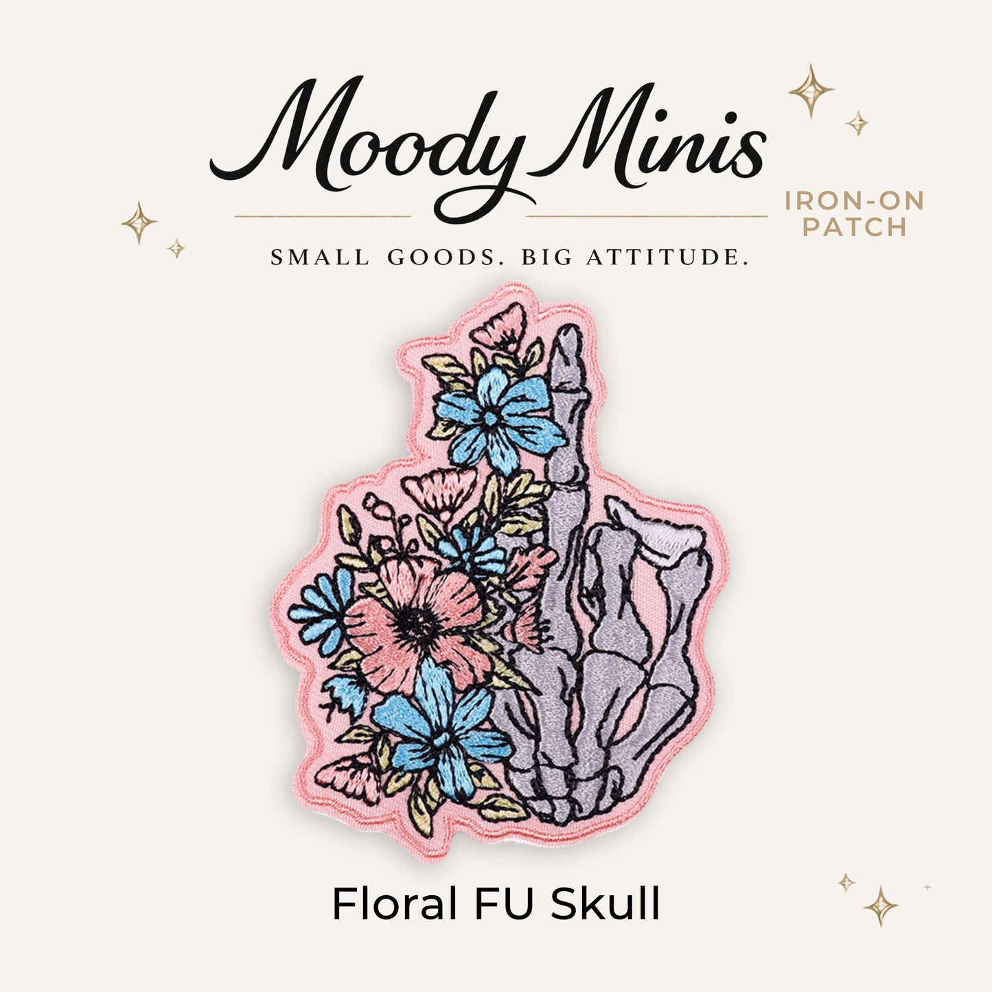 Floral FU Skull Embroidered Patch- RTS