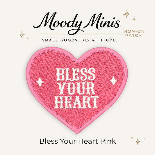 Bless Your Heart Pink Embroidered Patch