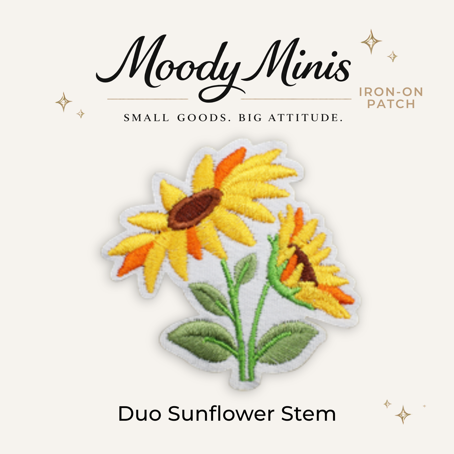 Duo Sunflower Stem Embroidered Patch- RTS