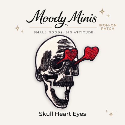 Skull Heart Eyes Embroidered Patch- RTS