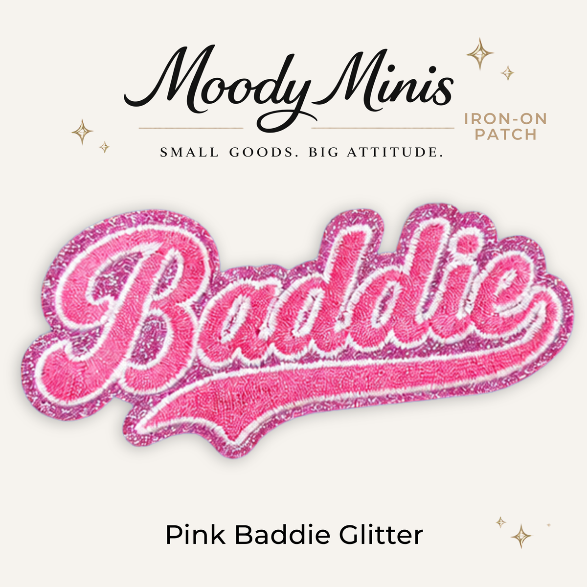 Baddie Pink Glitter Embroidered Patch