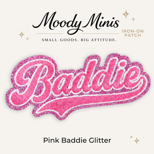 Baddie Pink Glitter Embroidered Patch