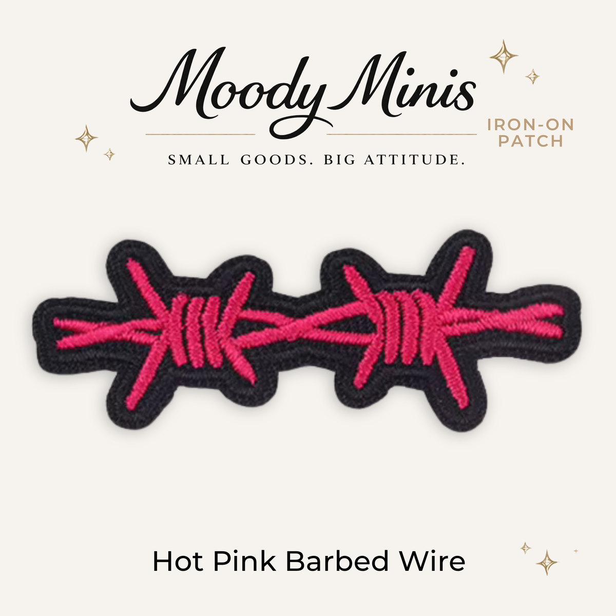 Hot Pink Barbed Wire Embroidered Patch