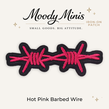 Hot Pink Barbed Wire Embroidered Patch