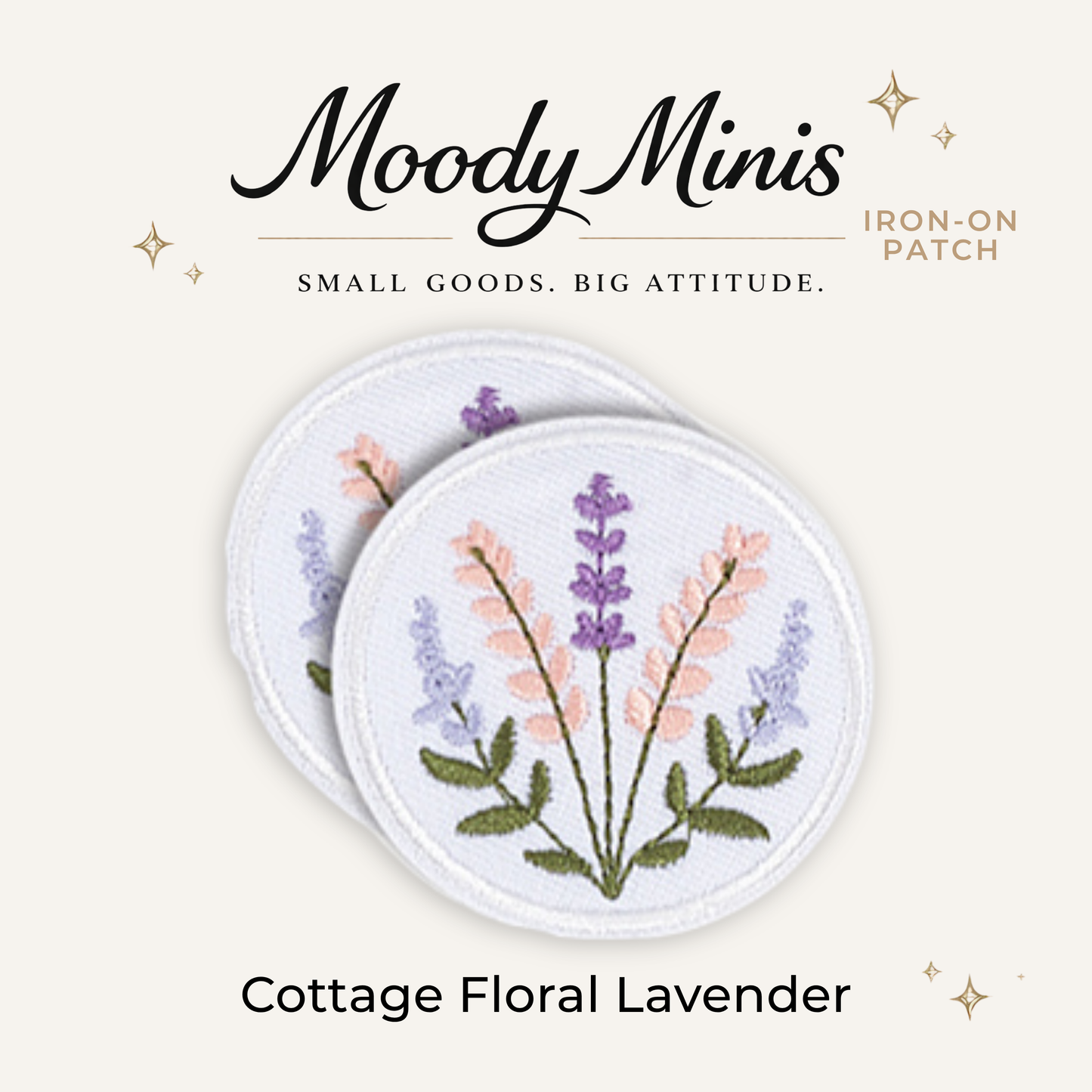 Cottage Floral Lavender Embroidered Patch