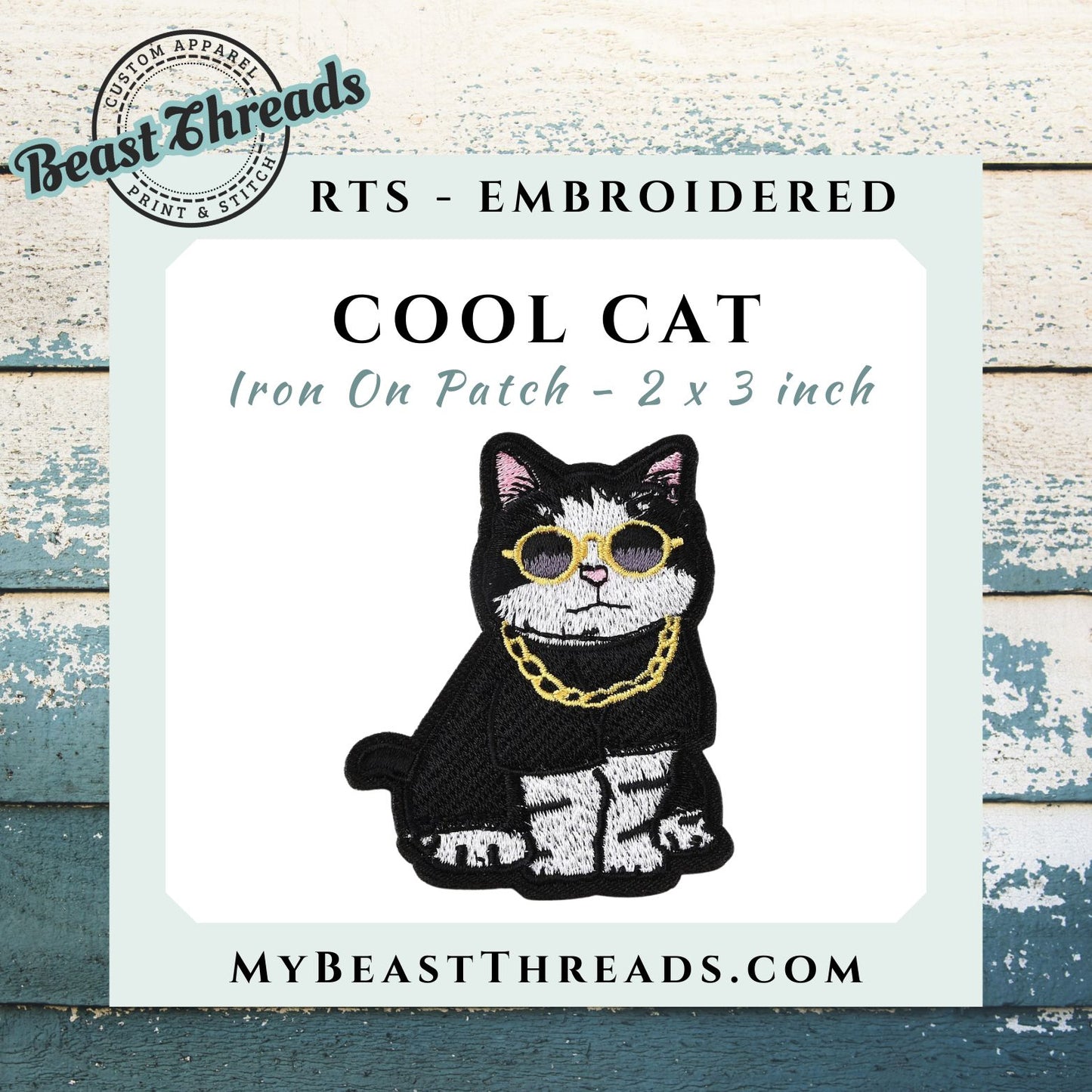 Cool Cat Embroidered Patch - RTS
