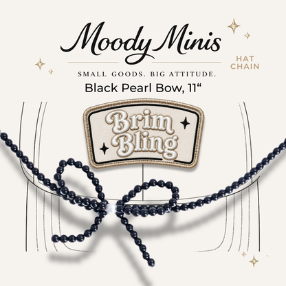 Black Pearl Bow - 11 Inch Hat Chain